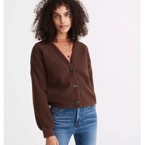 NWT Madewell Fleece Crop Cardigan in Hot Cocoa XS